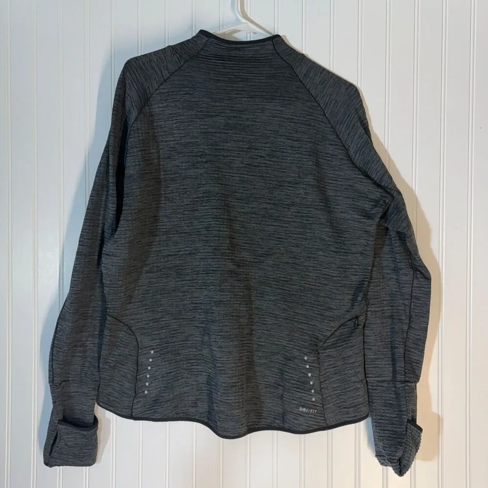 Women’s‎ Nike DriFit Fleece-Lined Quarter Zip Size XL Grey/Black Thumbholes